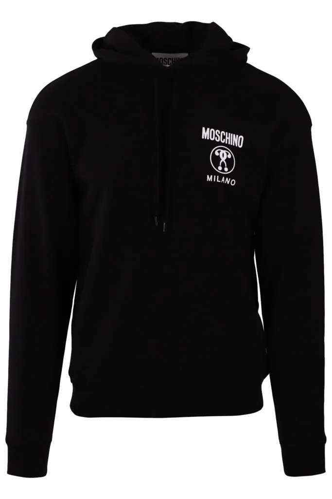 Sudadera negra con capucha a doble pregunta